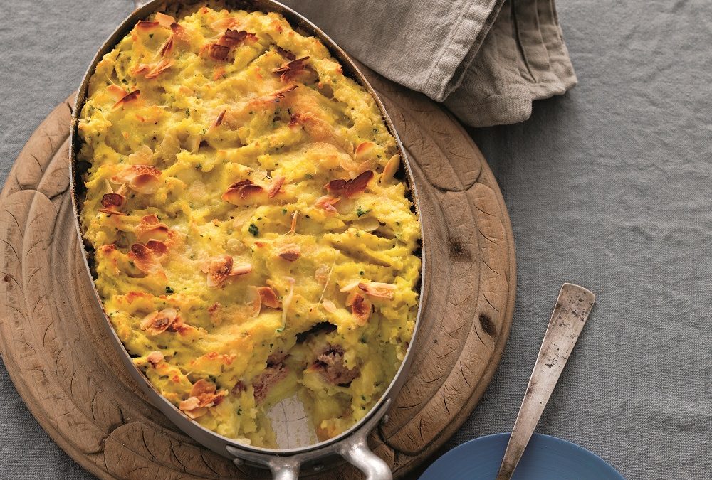 Aardappelschotel met gehaktballetjes